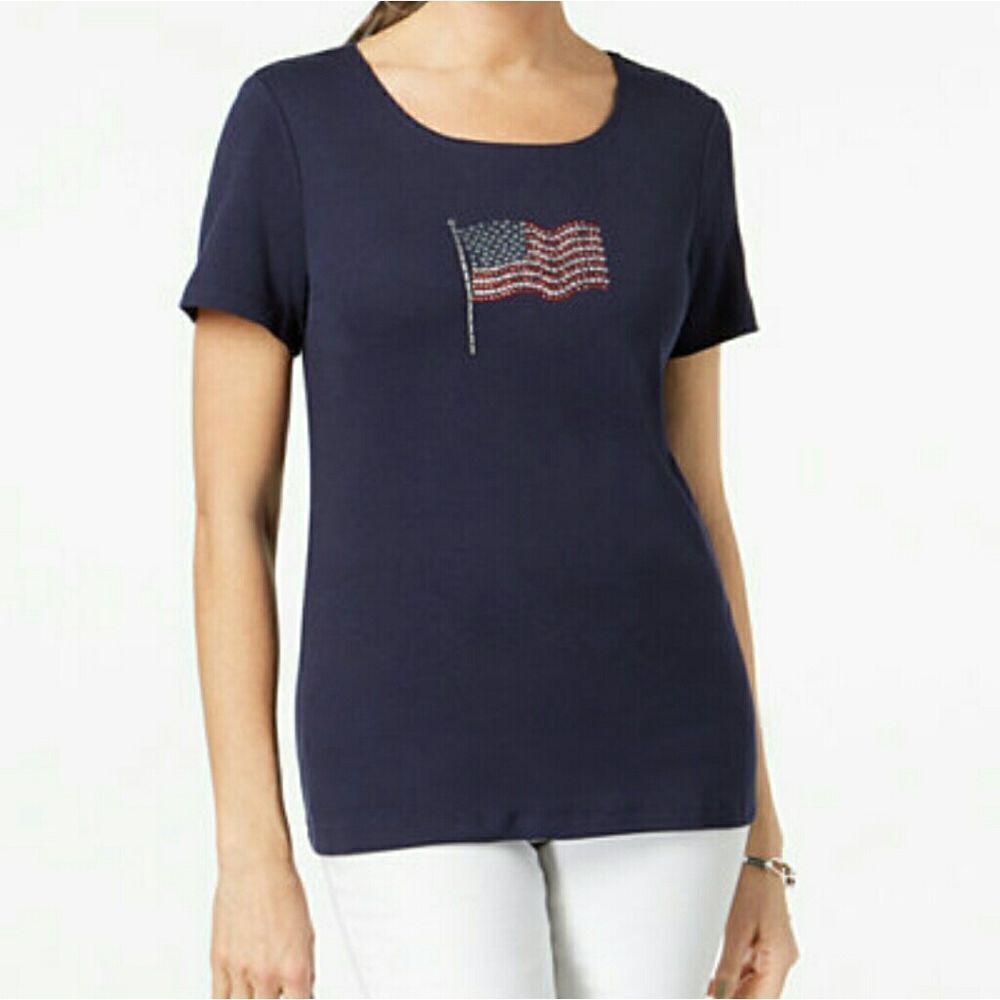 Karen Scott Bling Waving USA American Flag…